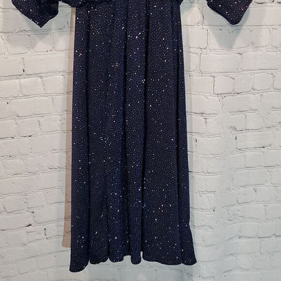 ASOS navy blue glitter plunge dress - Picture 3 of 12